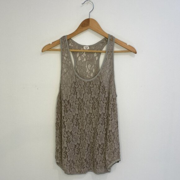 Aritizia Wilfred - Lace Textured, Sage/Grey, Racerback, Sleeveleess Tank, Size S - Picture 1 of 7